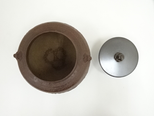  天猫造　梅竹地紋甑口釜（千家十職　大西清右衛門極箱）